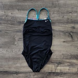 Nike Competition Racing Training One Piece Swimsuit Black Women's Medium